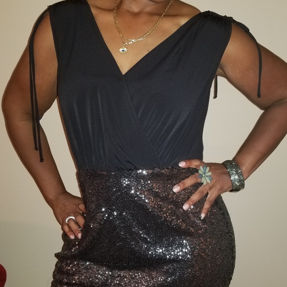 NWT Lane Bryant Black and Silver Sequin Dress